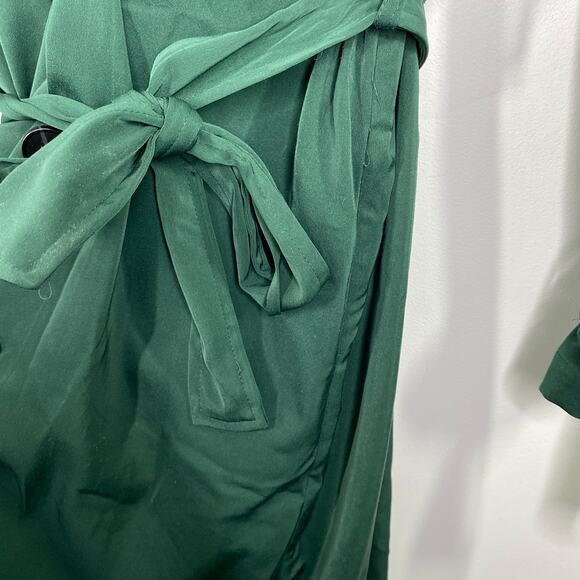 Studio Fun Green Button Front Long Sleeve Belted Coat Women's Size Small S - Picture 9 of 12